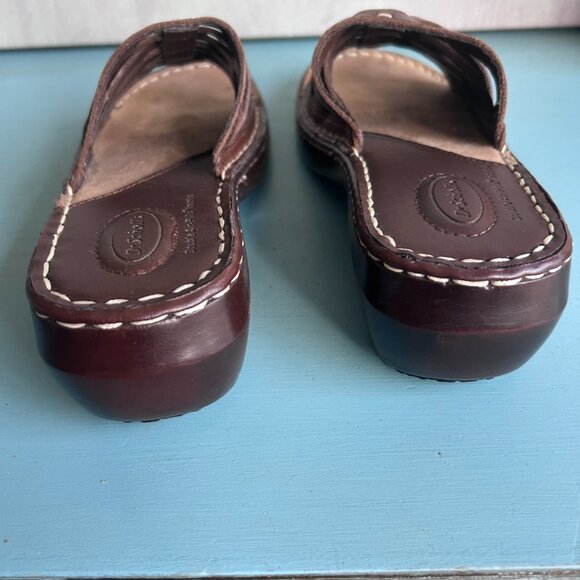 NWOT Dr. Scholl's Reba II Strappy Slip On Sandals Leather Woven Comfort Size 6 - Picture 9 of 12